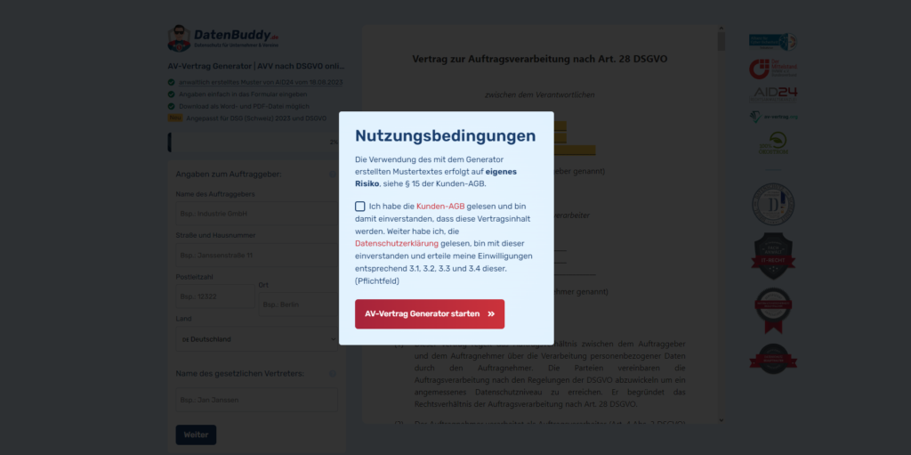 ist ein auftragsverarbeitungs vertrag für den daten im auftrag des verantwortlichen zur verfügung, personenbezogene daten im auftrag